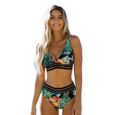 High Waist Two Pieces Floral Bikini
